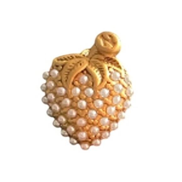 Gucci Gold Tone Pearl Strawberry Stud Earrings w/Box and Dust bag (GGXX006) - Picture 2 of 5